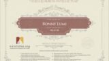 Certificate for User Ronny Lumi